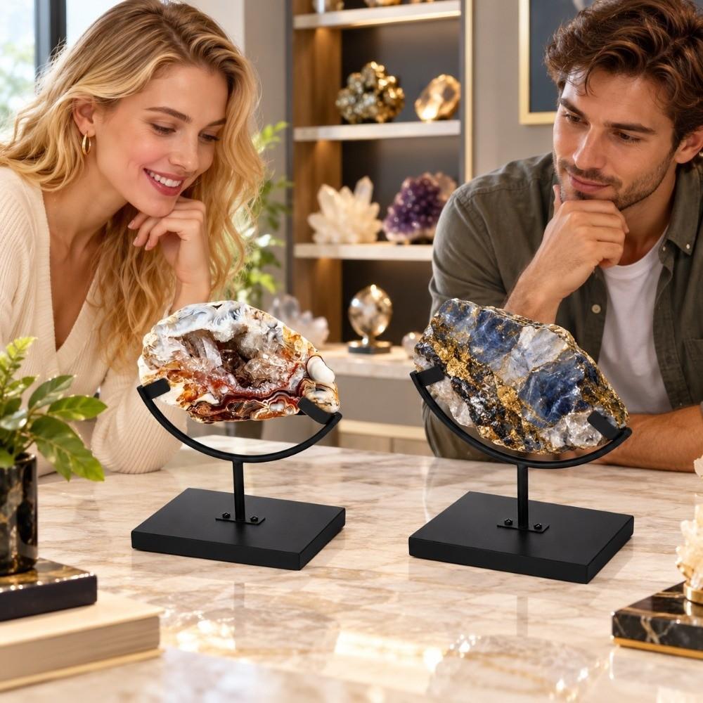 Metal Rock Display Stand Anti-rust Rock Organizer Save Space Rock Storage Rack Home Office Decors