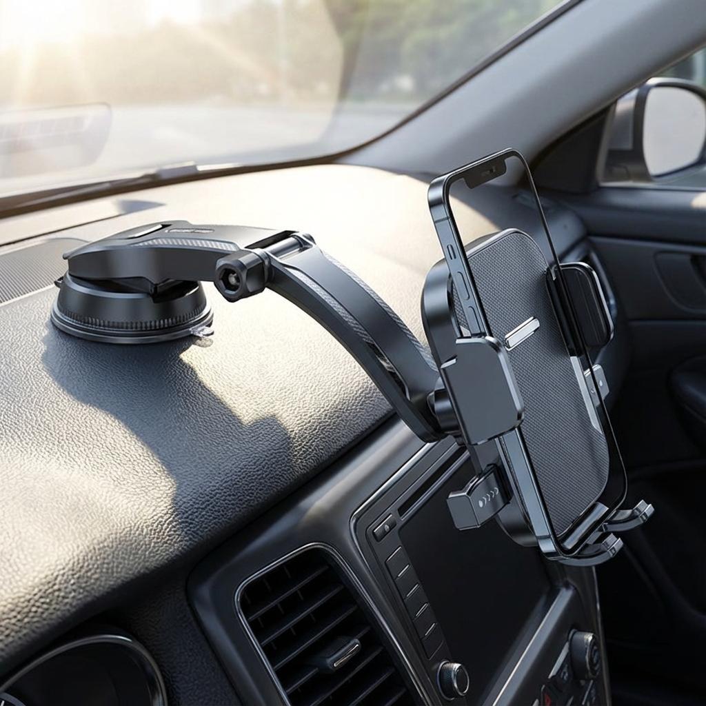 AC Vent Phone Holder, Folds Flat & Doesn't Block Air. 12x11cm, 360° Rotation, Strong Grip, Universal