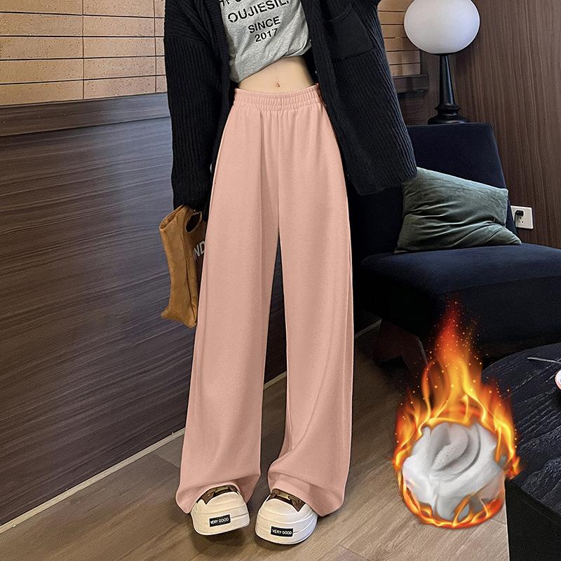 

Повседневные осенне-зимние бархатные брюки с высокой талией и драпировкой, свободные, простые, утолщенные, широкие брюки 2XL