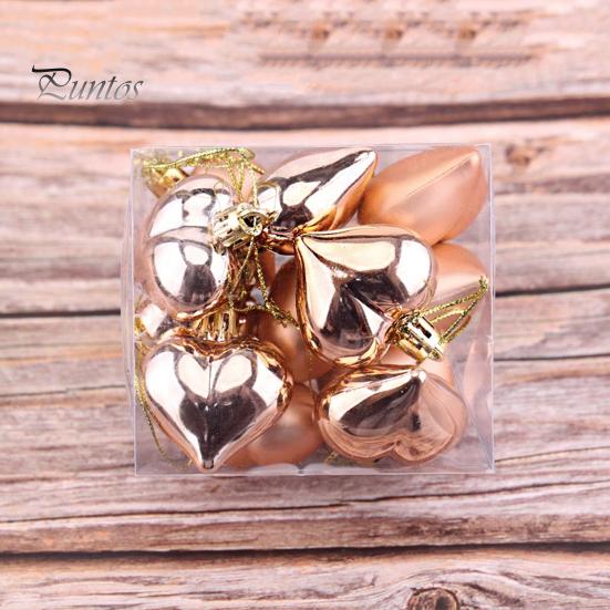 12Pcs Valentine's Day Heart Pendant Romantic Mini Heart Hanging Ornaments for Home Party Decorations