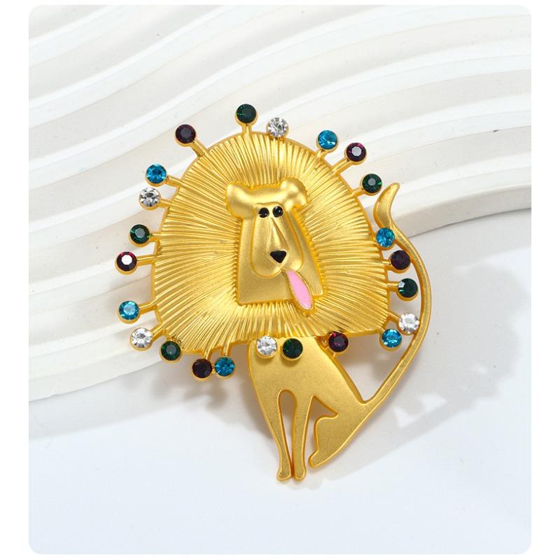 Ретро золотая брошь-лев, высококлассный темперамент, аксессуары для мужского костюма, животная брошь, экологичная нагрудная брошь