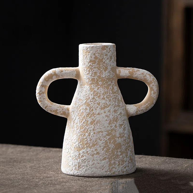 Wazon z gliny ceramicznej w stylu vintage, ręcznie robiony, nostalgiczny dekor do salonu, szafki TV, stolika do herbaty, aranżacja kwiatowa, element dekoracyjny