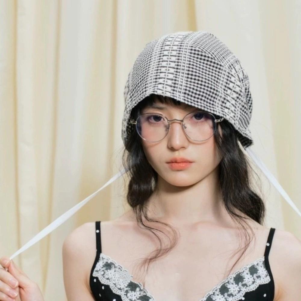 Plaid Headscarf Hat American Beanie Hats Fashion Strappy Bandana Cap  Unisex