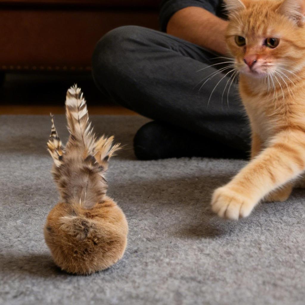 Ball-Katzenspielzeug Langeweile-Linderung Spielzeug Weiches Kaninchenfell Katzen Interaktives Spielzeug zum Spielen Bewegung Training Draußen Hund Kätzchen Welpe Haustier