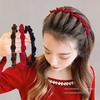 1 Piece Hair Accessories With Clip Ring Fashion Double-Band Hairband Flocked Non-Slip Braided Hair Decorative Hairpin Hairband