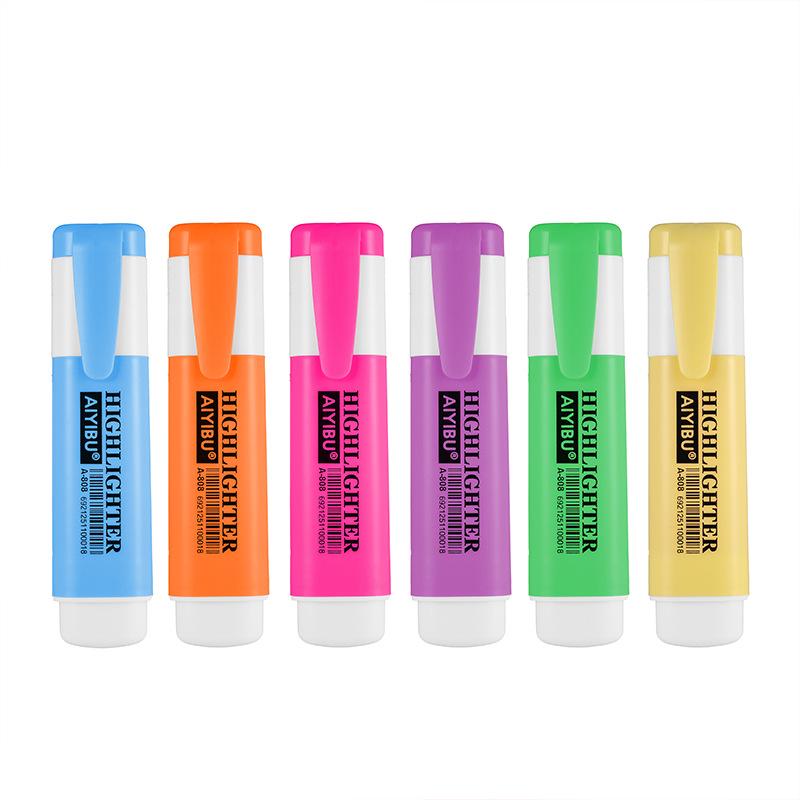 6-Color Large Capacity Highlighter Set - Single-Head Marker Pen Chisel Tip Highlighter