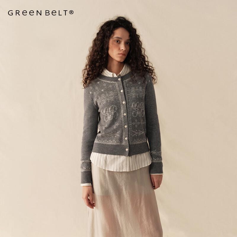 GREEN BELT 100% Wool Vintage Jacquard Cardigan
