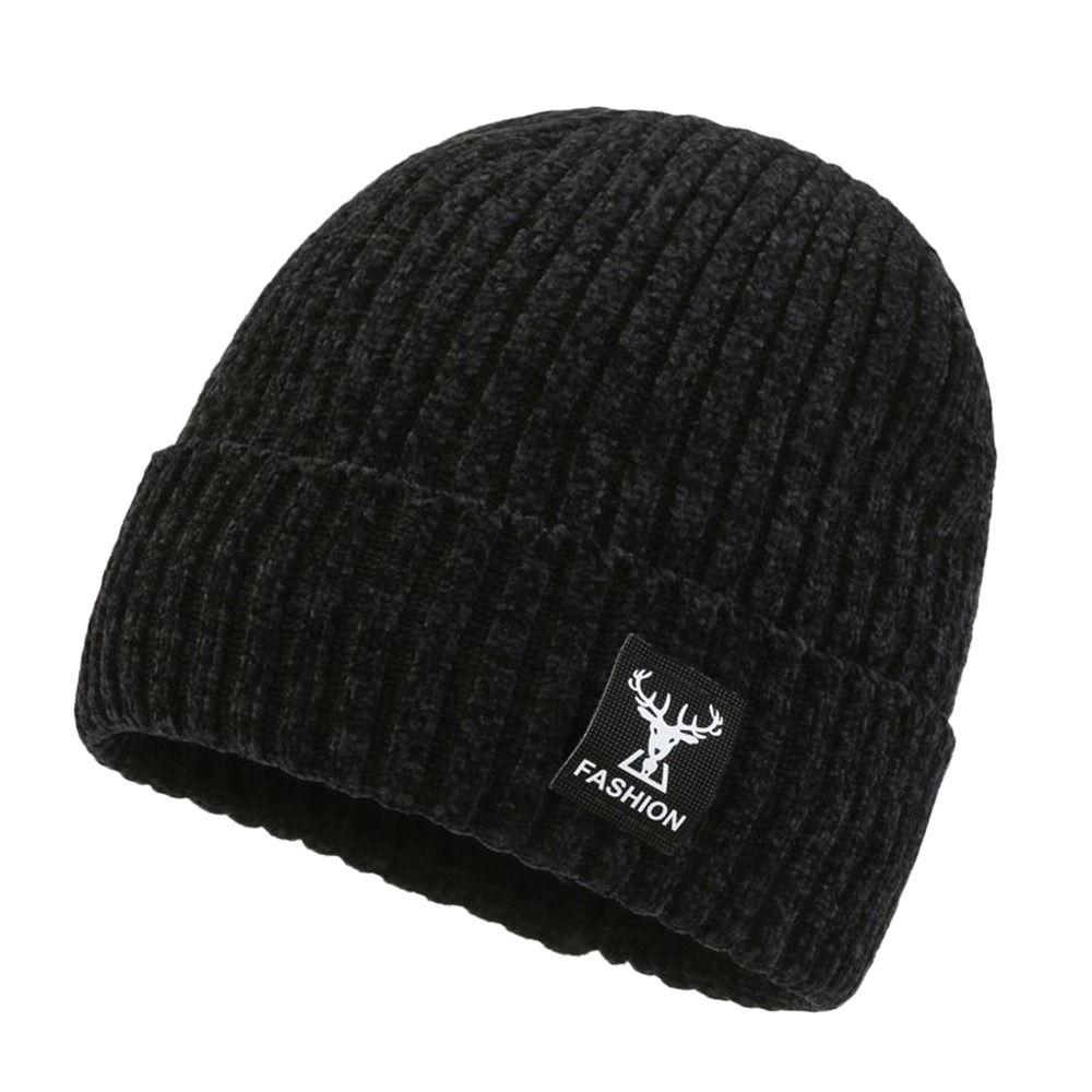 Crochet Beanie Cap Velvet Lining Winter Hat Outdoor Earflap Cap for Men
