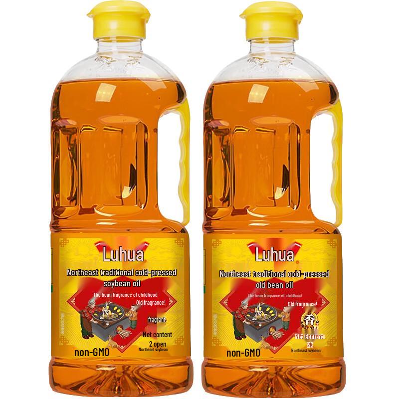Luhua Non-GMO Northeastern Cooked Pressed Soybean Oil, 2 x 2L
