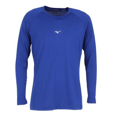 Baseball Size O Blue Men's Low-Neck Long-Sleeve Undershirt, (LL),