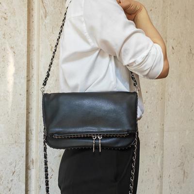 Dámská crossbody taška z PU kůže Dámská taška přes rameno Velká kapacita Klasický černý design obálky Obálka