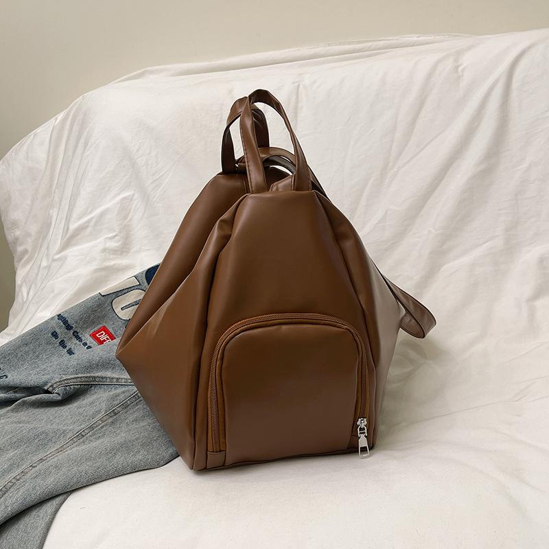 College Student Backpack 2025 Daily Commuter Business Solid Color Junior High School Student School Bag One Shoulder Crossbody Backpack