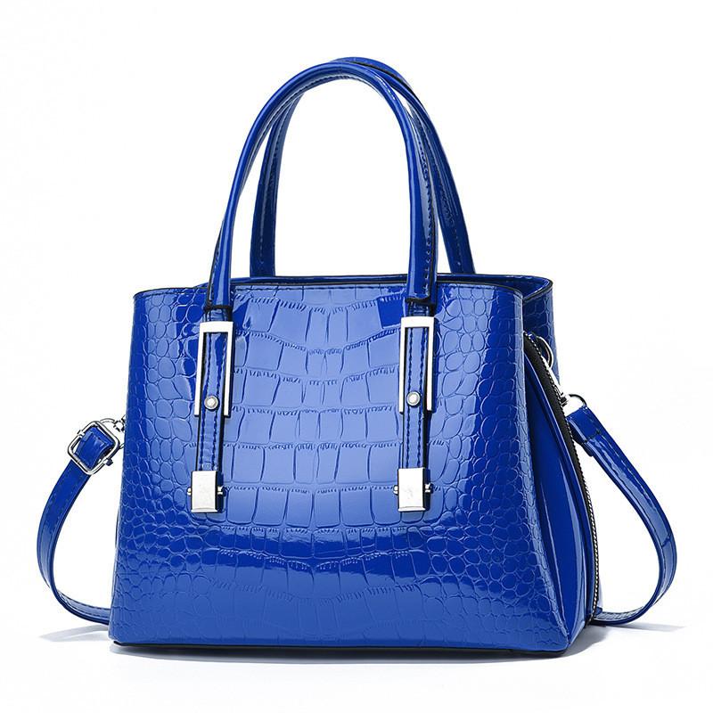 Elegant Cross-border Pu Tote Bag With Stone Pattern Element синий