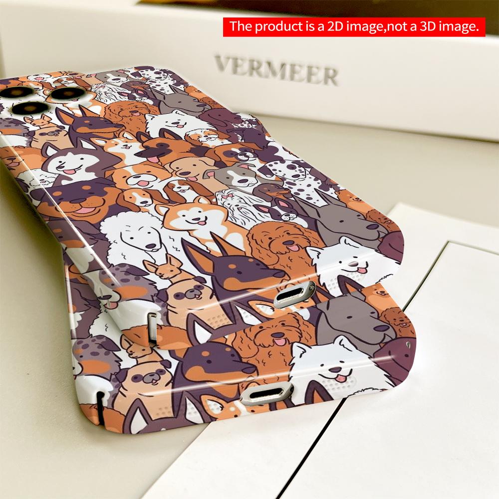 Cute Dog Breed Pattern Phone Case All inclusive film hard phone case, compatible with iPhone 18 Pro Max 17 16 15 14 13 12 11