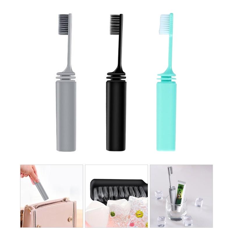 Foldable Travel Toothbrush,Portable Toothbrush Built in Cover,Folding Toothbrushes for Hiking,Camping,Traveling