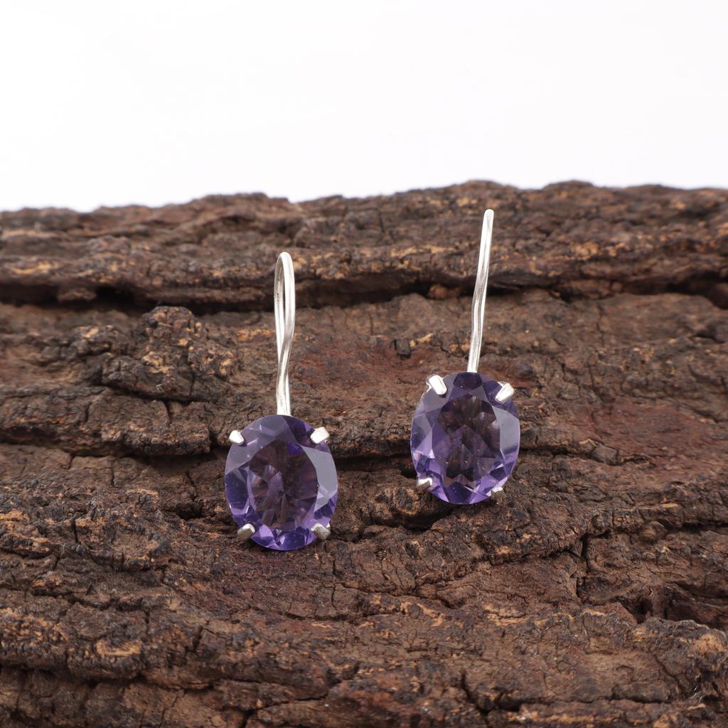 Iolite Earrings, 925 Solid Sterling Silver Earrings Handmade Gemstone Jewelry, Gifts For Wife Brand New Earrings
