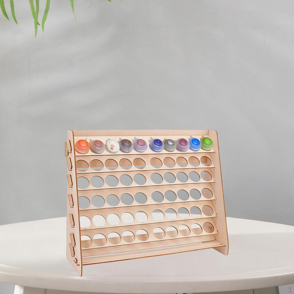 Craft Paint Bottles Organizer Rack Wooden Lightweight Space Saving for Artists Hobbyists with 60