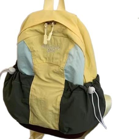 Schoolbag contrasting color backpack 1011 summer new casual and lightweight travel small backpack women high value contrasting color schoolbag women