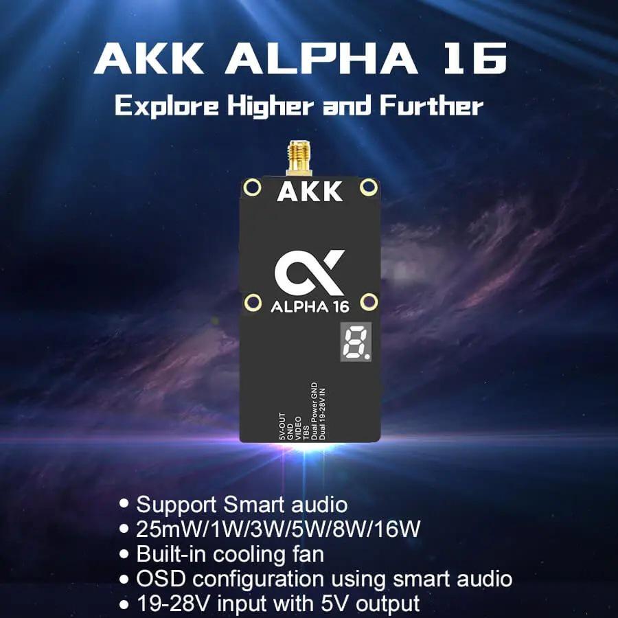 AKK Alpha16 16W 4.9/5.8GHz Ultra-Wideband 96CH FPV Video Transmitter