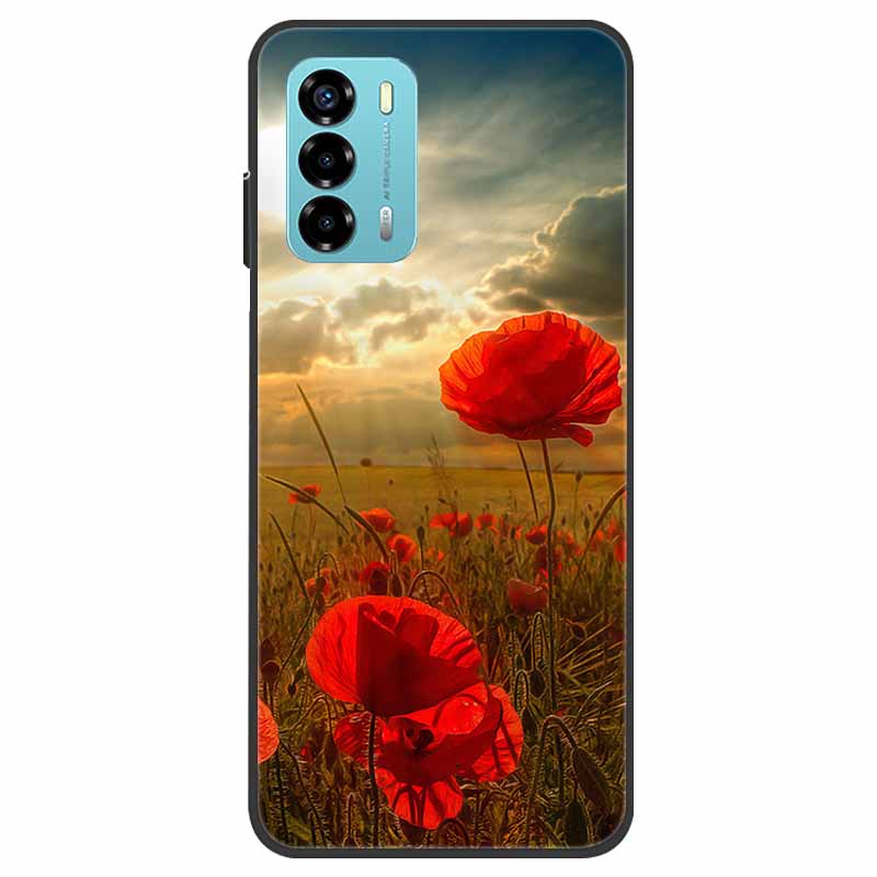 Custodia per ZTE Blade V40 Vita Fiore Marmo Nero Paraurti Morbido TPU Silicone Cover per ZTE V 40 Vita / Blade V40 Vita Custodie per Telefono