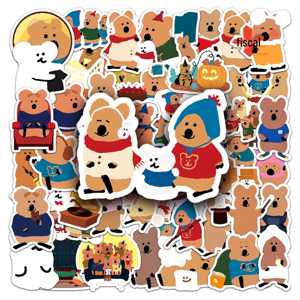 50pcs Cute Animal Stickers: Bell Pepper Bears & Quokkas - Waterproof for Phone Cases & Stationery.