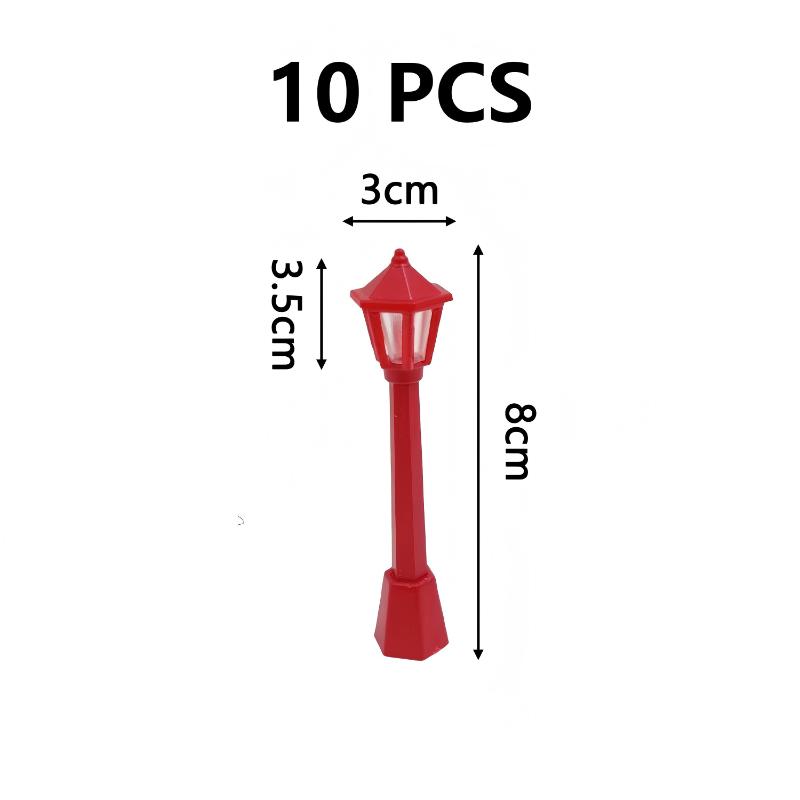 Mini Street Lamp Model, 10Pcs Red Miniature Lantern For Dollhouse, Fairy Garden, Christmas Diorama & Diy Crafts, Realistic Small