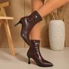 Moda Damskie Jesień i Zima Nowe Szpiczaste Palce Boczny Zamek Wysoki Obcas Elastyczne Pokazujące Chude Internetowe Celebrytki Chude Kozaki