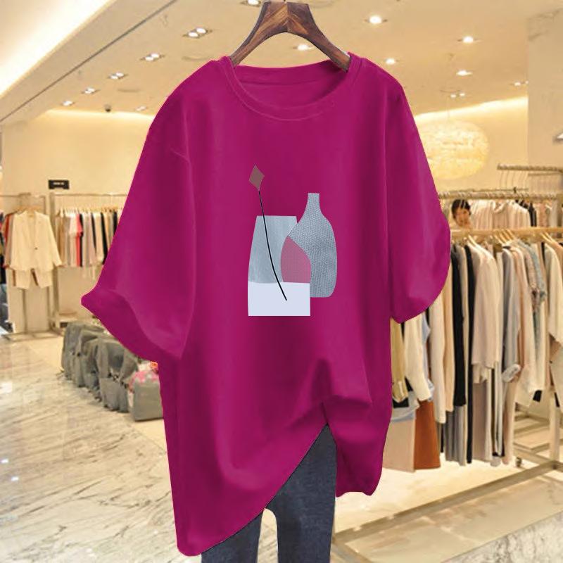 Women's Round Neck Short Sleeve T-Shirt - 2025 Slimming, Versatile, Middle-Aged Style for Spring/Summer
