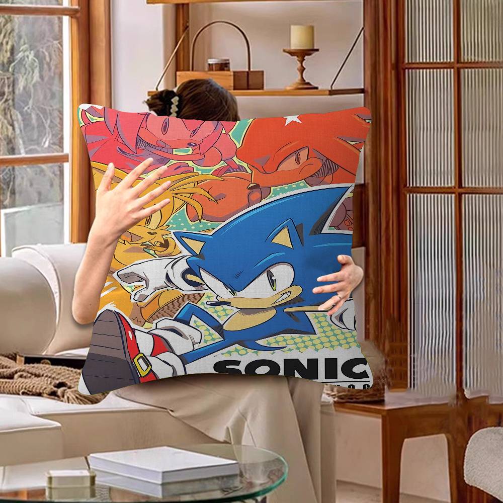 Anime S-Sonics H-Hedgehoges Cushion Cover Car Throw Pillow Case For Sofa Car Christmas Gift 40X40Cm 45X45Cm