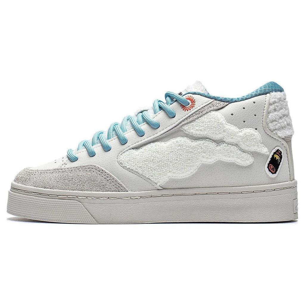 Pablo Ientile x Li Ning Wave 180 Abriebfest Leichte Dämpfung Mittelhoch Skateboard-Schuhe Damen Perlmuttweiß AECS054-3