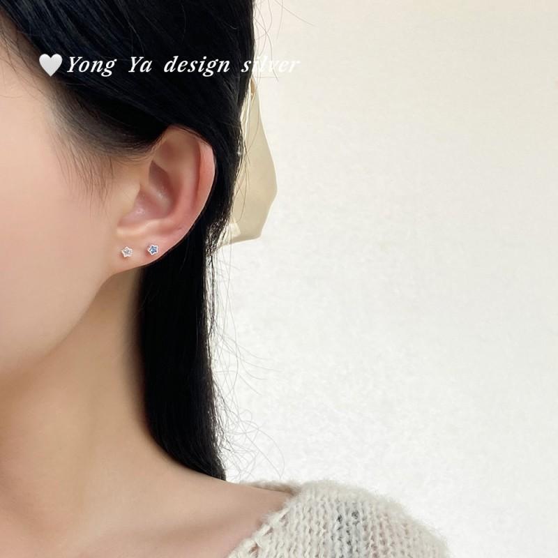 Cute Star Zircon Screw Earrings Women Plated Tiny Sweet Minimalist Fashion Jewelry
