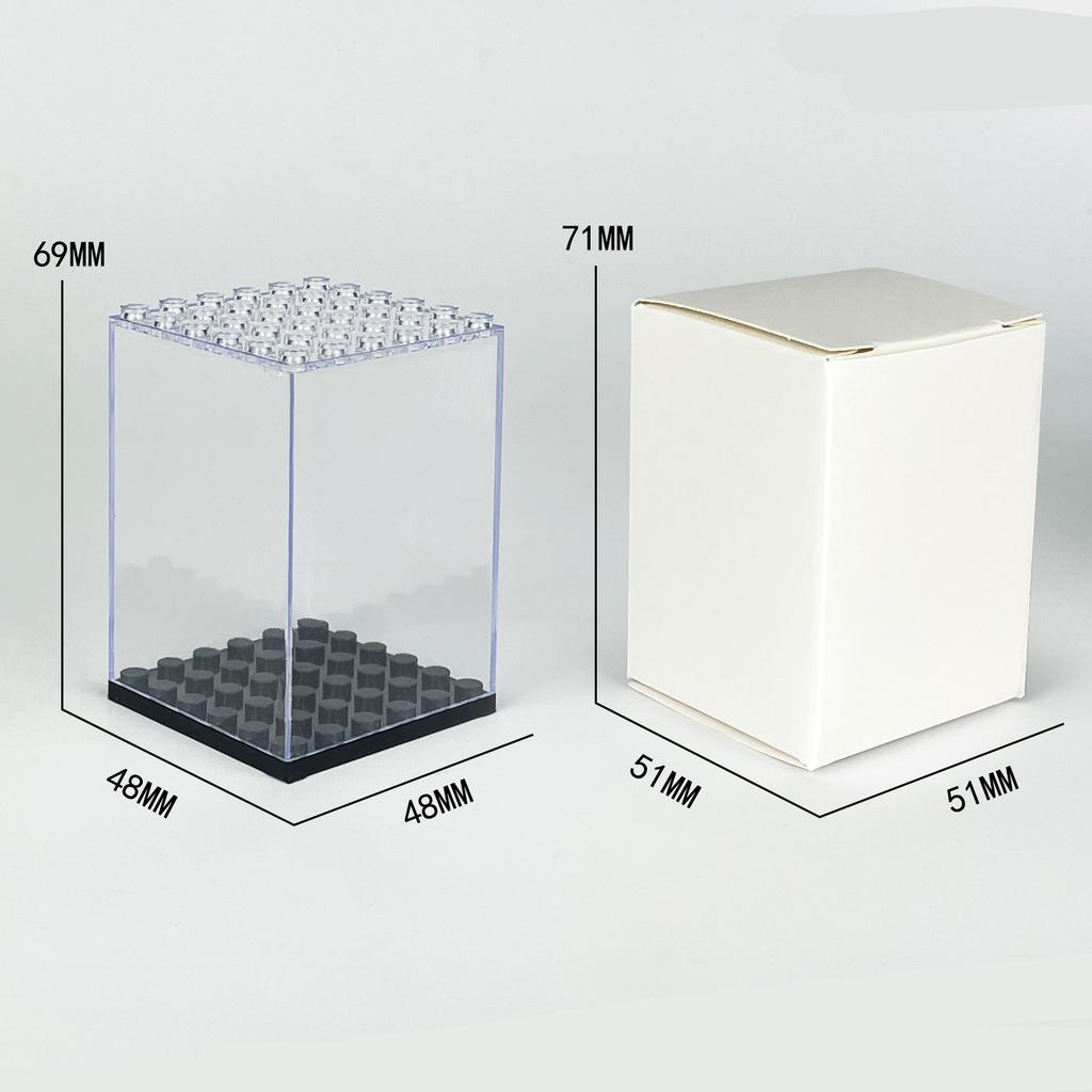 Ovly Stackable Small Brick Building Blocks Mini People Figure Toy Dustproof Display Case Transparent Plastic Box with Baseplate