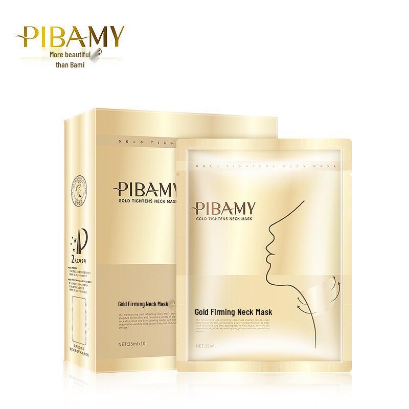 Bibaimei Gold Anti-Aging Neck Mask: Lifts, Hydrates, Moisturizes, Reduces Wrinkles & Fine Lines - 10 Pieces