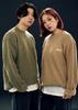 APOSTROPHE COMMA Basic Brown Leather Patch Crewneck Knit (Beige)