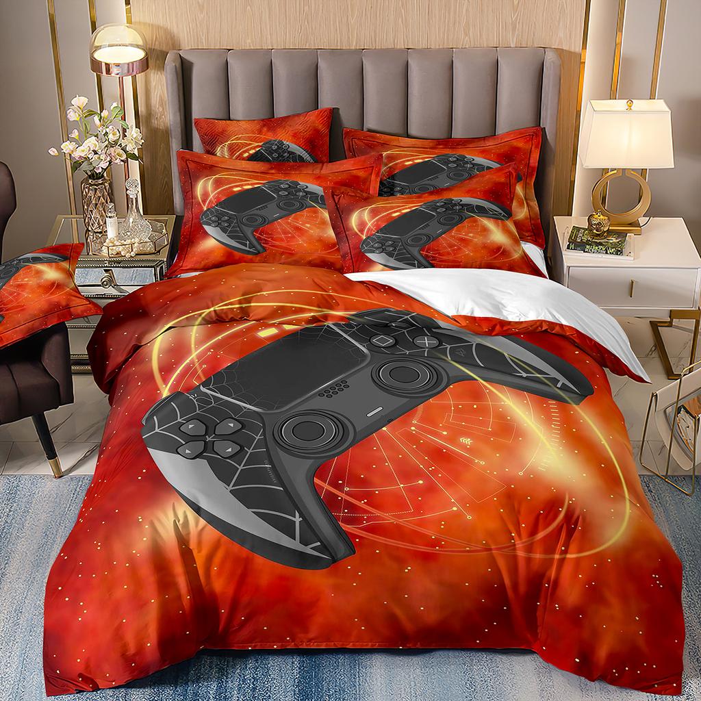 3D Game Player Bedding Set, Gamer Teens Down Duvet Cover Pillowcase 2/3pc Game Controller Luxury Home Textile Duvet Cover Set Gift