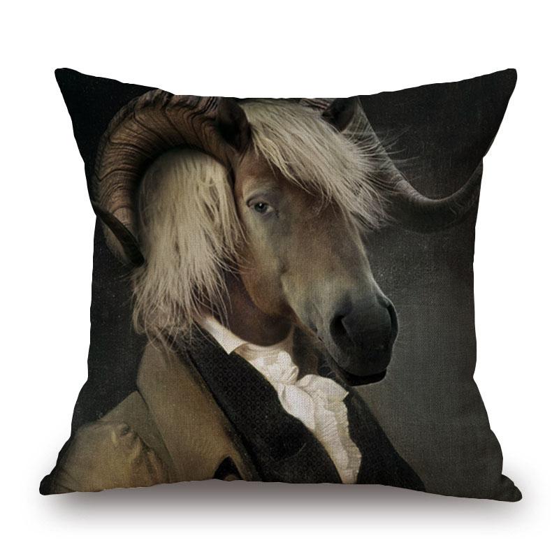 Sheep Rabbit Dog Cushion Cover Decor Lovely Animals Poster Beige Throw Pillows Case Home Pillowcase Sofa Decoration