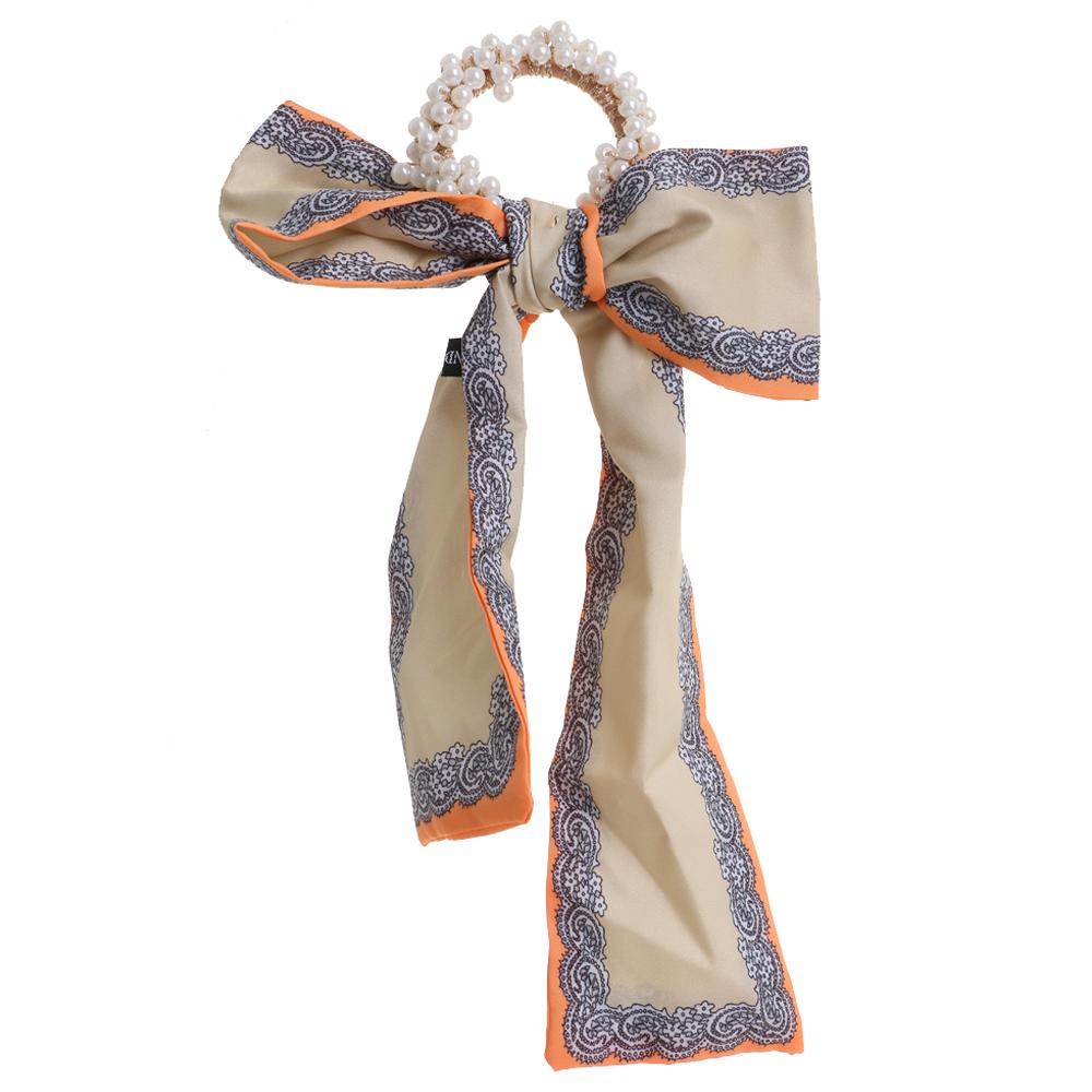 

Жемчужная повязка для волос, шифоновая модная лента, веревка для волос, стример для девочек, хвостик, бант, лента, резинка, аксессуары для волос, головной убор