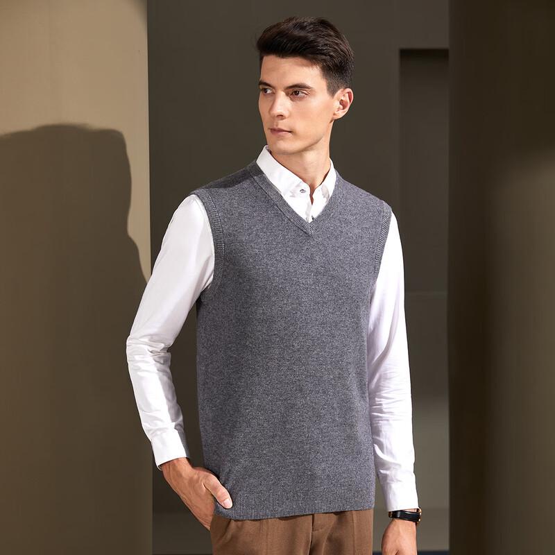 

Мужской жилет с V-образным вырезом из 100% мериносовой шерсти в стиле business casual M