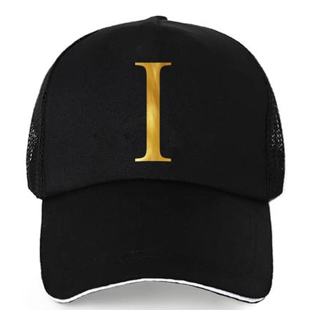 1pc AmaBe Hip-Hop Baseball Cap with Golden Letter Print, Adjustable Hook & Loop Closure, Breathable Mesh Back, Lightweight Stret