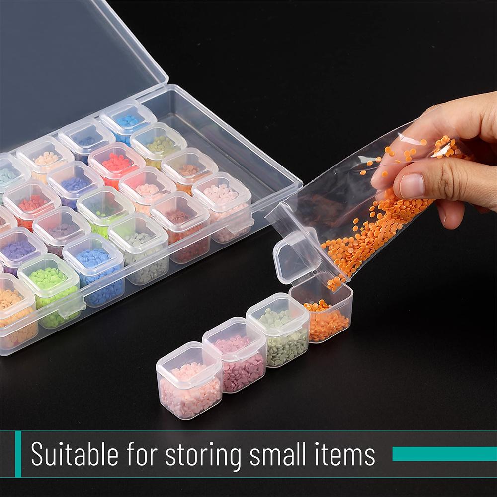 28 Grid Clear Storage Box Organizer for Diamond Painting Beads Rhinestones Jewelry Parts Screws Fishing Hooks and Small Craft Supplies