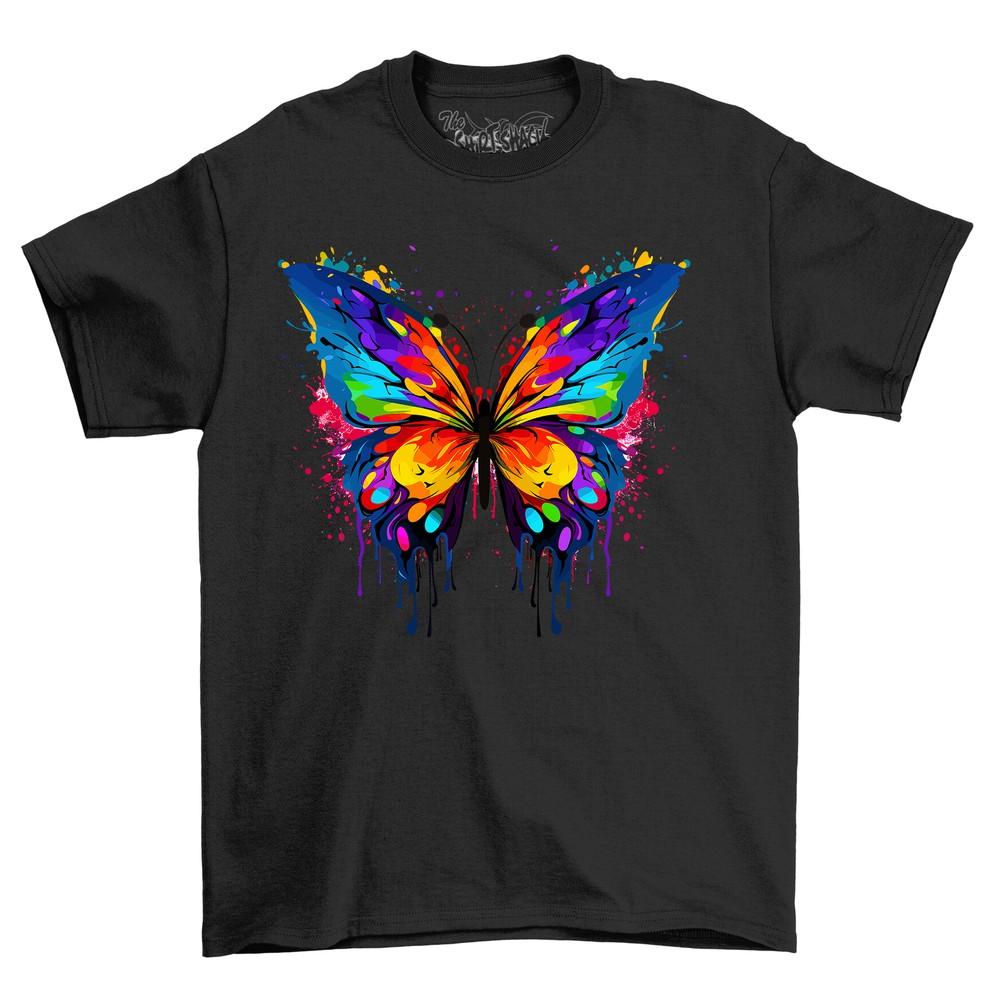 Butterfly 2 Dripping Paint Effect T-shirt - Colorful and Creative! Funny T-shirt