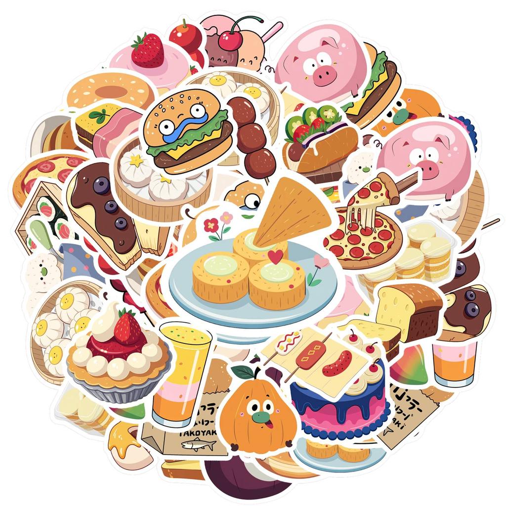 35pcs-50pcs Cartoon Cartoon Stickers Playful Dessert DIY Stickers Funny Stickers For DIY Phone Laptop Scrapbook Bike DIY Phone