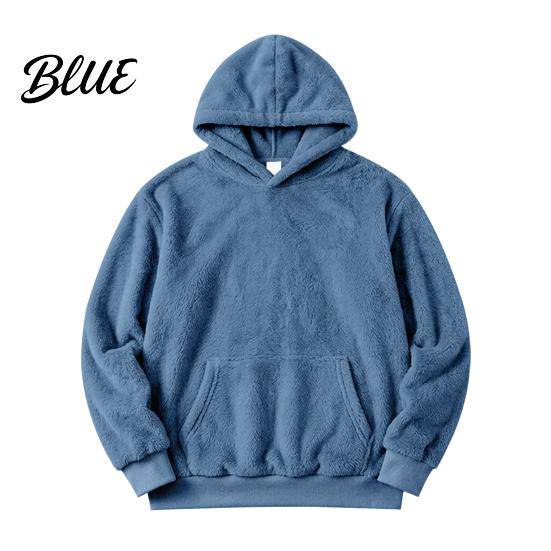 Men Thermal Sweatshirt Plush Hoodie Teddy Fleece Pullover with Kangaroo Pocket Loose Winter Cold Weather Clothing Fit Fuzzy Warm Jumper for