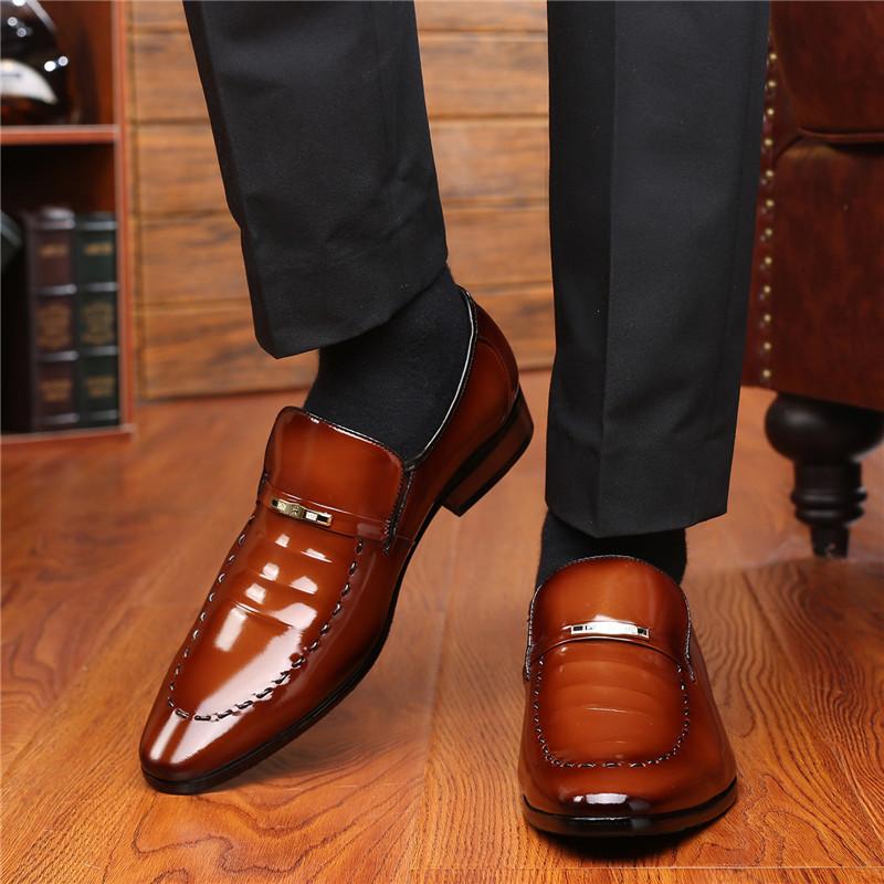 Stara głowa skórzane buty wersja koreańska trend brytyjskie casualowe skórzane buty męskie biznesowe wizytowe szpiczaste kalosze 0265