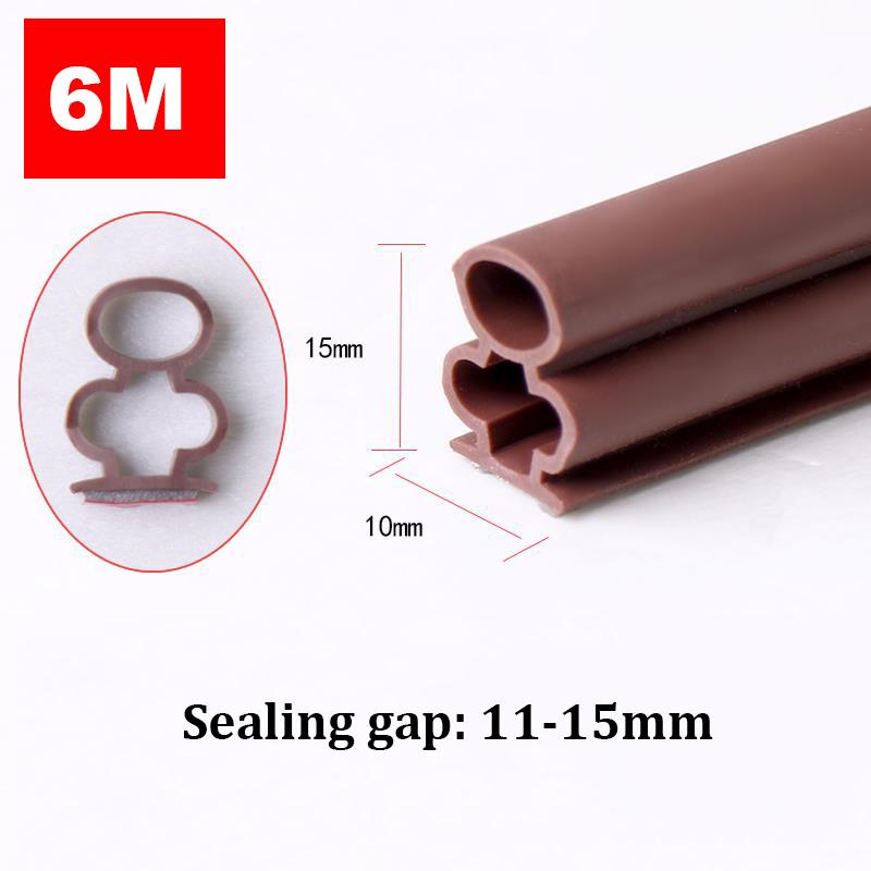 6M Silicone Rubber Sealing Strip Self Adhesive Doors Window Soundproofing Weather Stripping Gap Blocker I Type Insulation Tape
