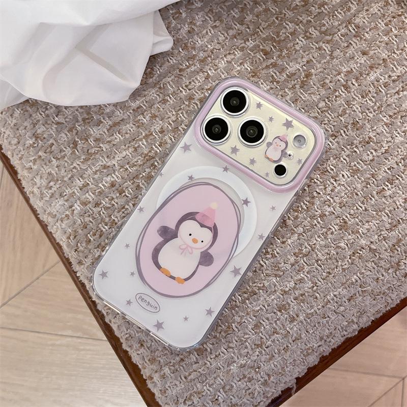 

Korean Style Full Screen Star Penguin Magnetic iPhone Case for 16 Pro Max/15/14 iPhone 17 Pro Max