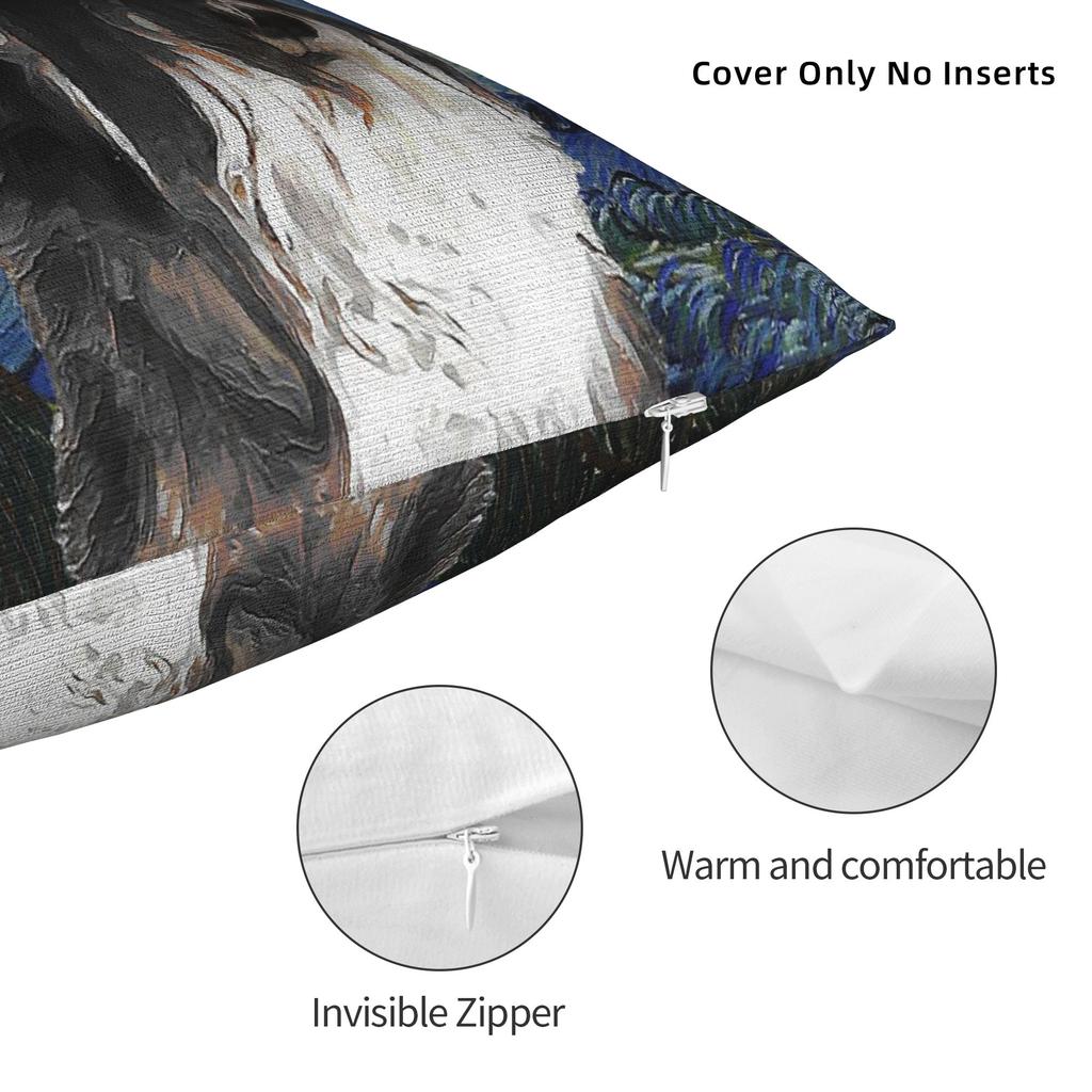 Mini Schnauzer Dog Van Gogh Starry Night Pillowcase Polyester Cushion Cover Decorations Pillow Case Cover Sofa Square 45*45cm