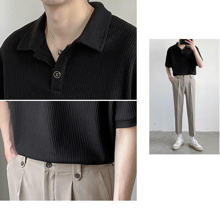 Men's Light Mature Style Short-Sleeve Polo Shirt - 2022 Summer Korean Trendy Lapel T-Shirt