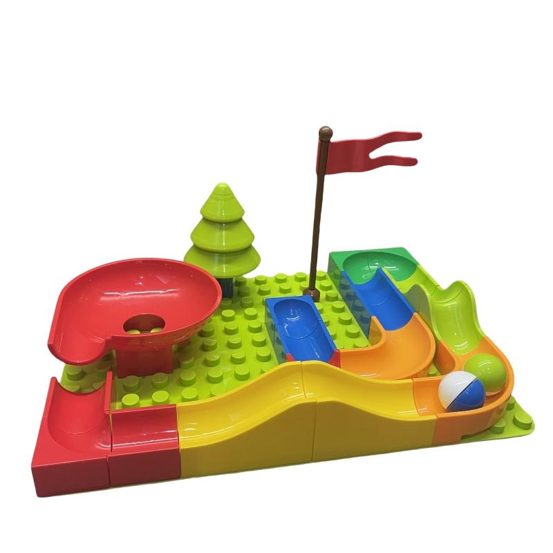 Non-Toxic 28Pcs Big Marble Race Run Maze Ball Track Building Blocks Funnel Slide Assemble Bricks With Baseplate Compatible Blocks Toy