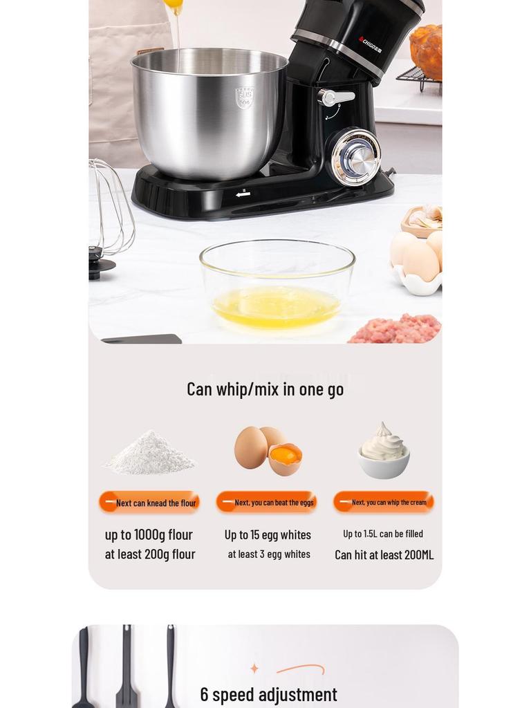 Chigo Multifunktionale Küchenmaschine: Automatischer Teigkneter, Gewerbemixer, Milchmixer und Eierschläger
